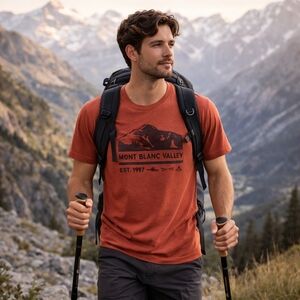 Quechua Decathlon Mont Blanc Valley Graphic T-Shirt Hiking Outdoor Size L